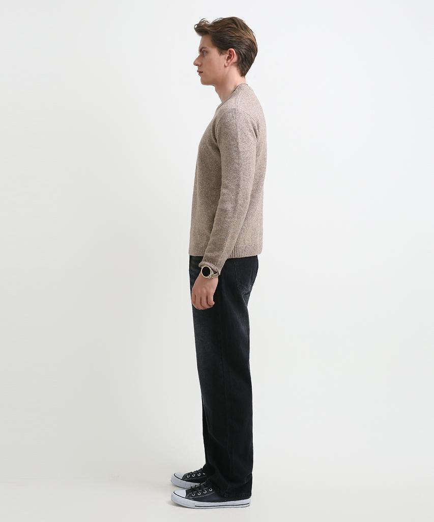 Seuteulaikeu Fine Blend Classic Crew Neck Knit (Light Brown)