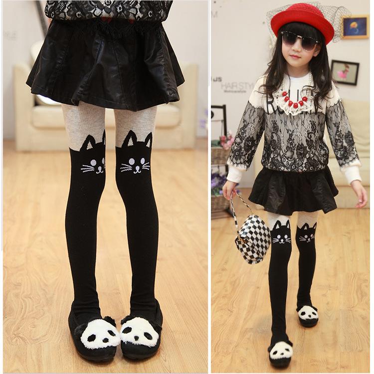 Girls' Thickened Cotton Tights: Autumn & Winter Style, Versatile Spliced Leggings for Children