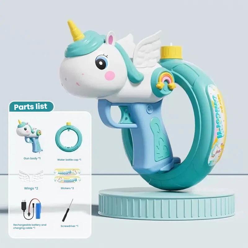 New Unicorn Electric Water Gun - Swimming Ring Design High-Speed Continuous Firing Summer Beach Pool Water Battle Toy