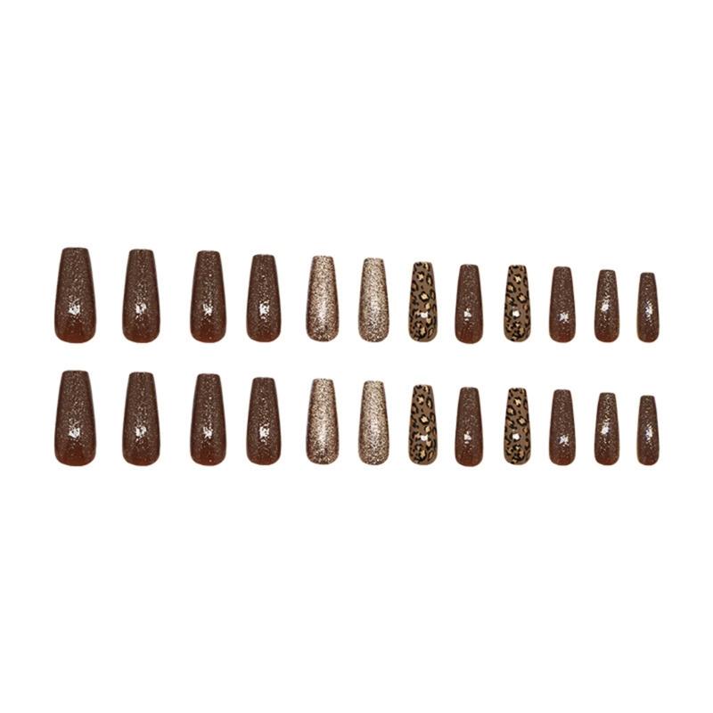 24 Pieces Leopard Designs Press On Nail Manicure Nail Art False Nail Stick On Nail Adds A Touch Of Fashion To Your Style