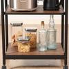 Fuji Boeki Stovetop Kitchen Rack Width x 41 x Height Black Brown Sliding Shelf Storage Range Wagon with Casters 15423 51.5 89.5cm