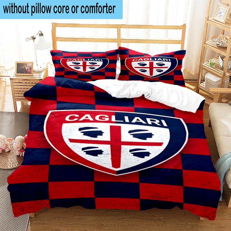 3PCS Football Cagliari Design Bedding Set,Including 1pc Duvet Cover And 2pcs Pillowcases Perfect for Bedroom, Dormitory, Fan Christmas gift