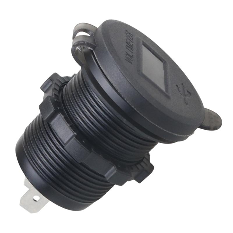 Dual QC3.0 Port USB Car Charger Adapter12-24V with Voltmeter ON/Off Switch