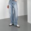New Arrivals Open Run Women Light Blue Spring Wide Non Stretch Denim Pants