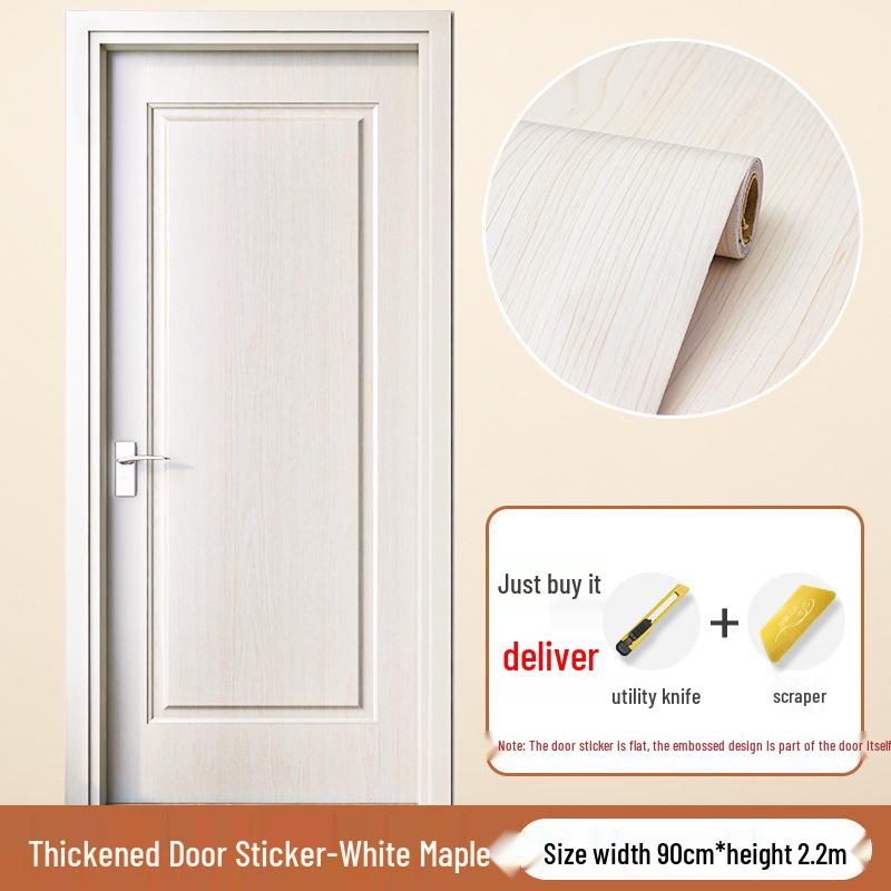 Self-Adhesive Wood Grain Door Renovation Sticker - Waterproof Decorative Cover-Up for Old Doors