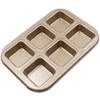 Muffin Cake Pan 6-Cavity Square Non-Stick Cupcake Tray Bakeware for Oven Baking