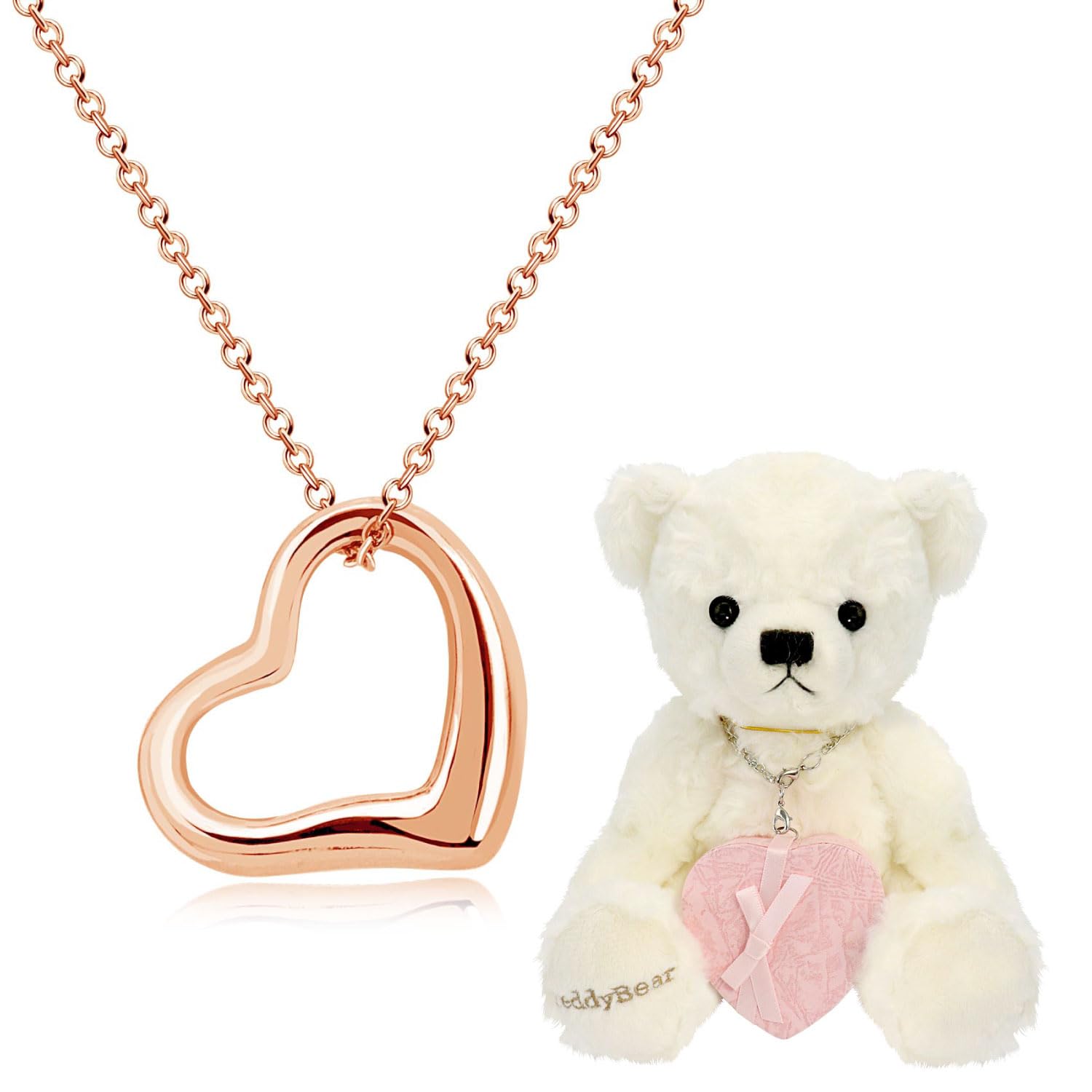 

Necklace White Teddy Bear Open Heart Pink Gold Color [Sears] Women s p1520-1-tdt-01-pg-w
