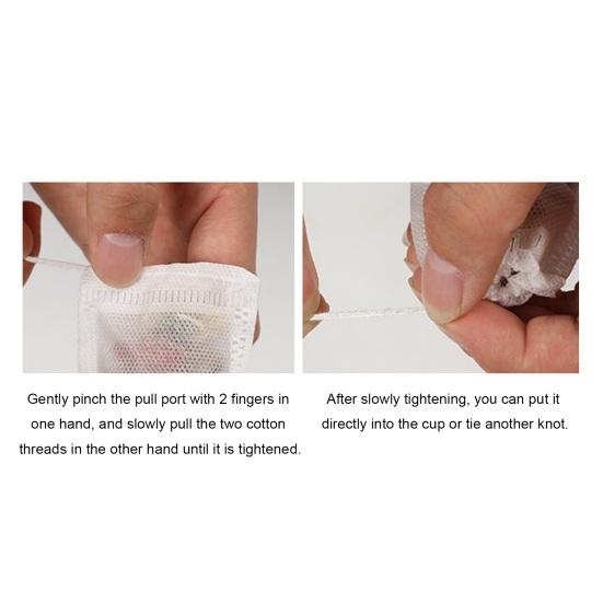 100 stk teposer finmasket snørelukking Engangs tefilterpose for løsblad te og kaffe