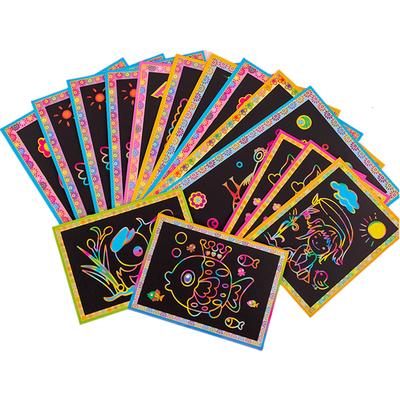 10pcs Scratch Painting Toys Art Children DIY Handmade Cute Cartoon Pattern Brilliant Colors Drawing Toys Kids Birthday Gift TMZ