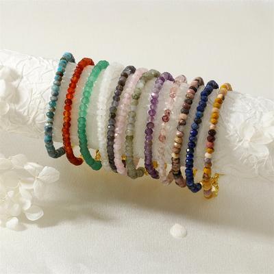 Simple Natural Semi-Precious Stone Fine Flash Bracelet, Amethyst Agate Bracelet, Daily Commuter Bracelet.