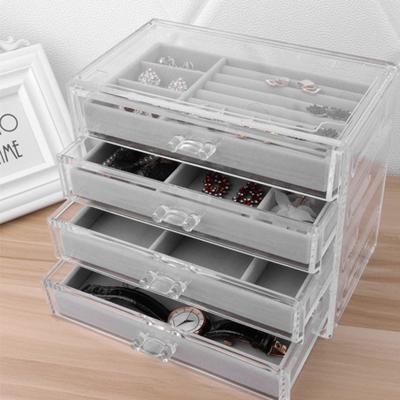 Jewelry Box Multi-Grids Classification Storage Flannel Necklace Rings Earrings Storage Case for Home