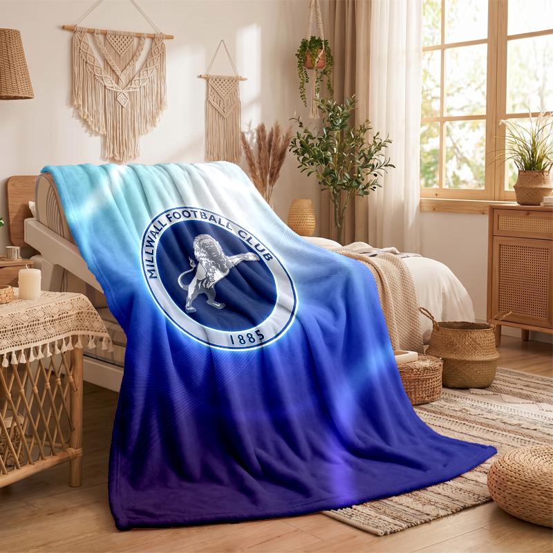 Coperta di Flanella con Stampa del Millwall Football Calda Morbida Plaid da Divano Letto per Casa Ufficio Camera da Letto