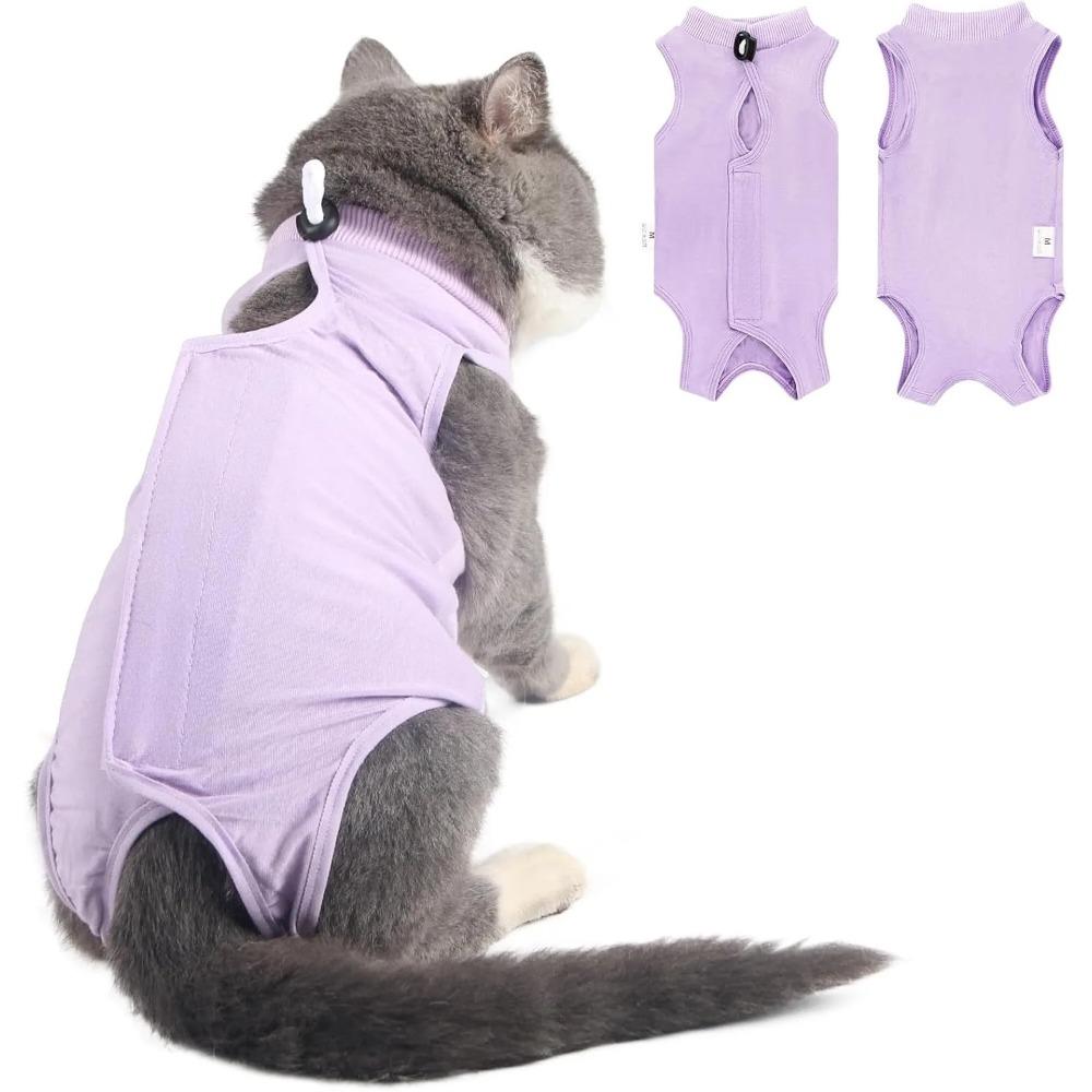 Katzen-Operations-Erholungsanzug - Leckschutz-Einteiler für Bauchwunden, Erholungs-Bodysuit für Katzen & Kätzchen nach Kastration/Sterilisation