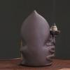 Y Artistic Purple Clay Backflow Incense Burner Zen Meditation Home Decor Buddha Aromatherapy Altar Ornament for Yoga Relaxation
