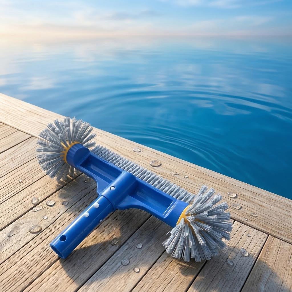 Swimming Pool Cleaning Brush With Detachable Ball Brush, Specially Designed Pool Brush Back, Universal Handle.