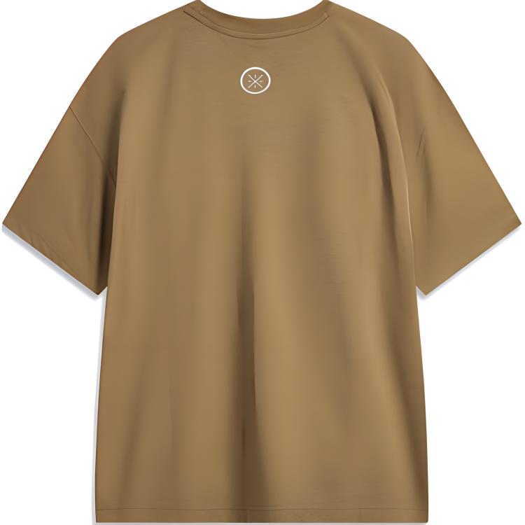 Li Ning Wade Series Sports Casual Solid Color Letter Simple Short Sleeve T-Shirt Men Tops Cocoa-Brown AHSU173-7