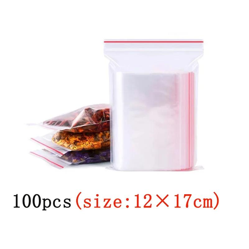 100/200/300PcsThicken Zipper Sealed Bags Clear Plastic Storage Bag for Food Packing Reclosable Zippers Sealing Pouch Wholesale