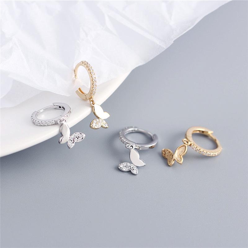 European and American Butterfly Zircon Earrings: Hoops, Ear Cuffs, Studs - Popular In Stock