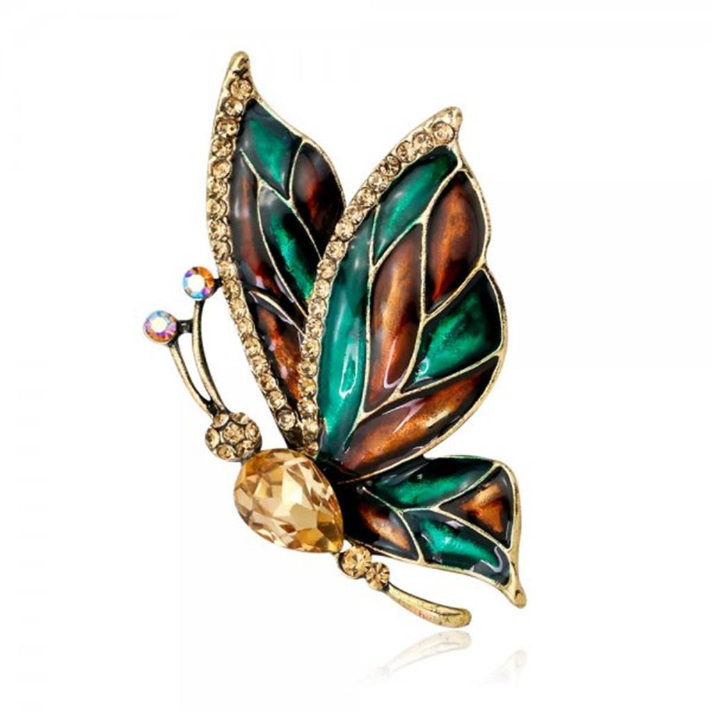 Vintage Butterfly Crystal Brooch Pin With Waterdrop Design For Women And Men