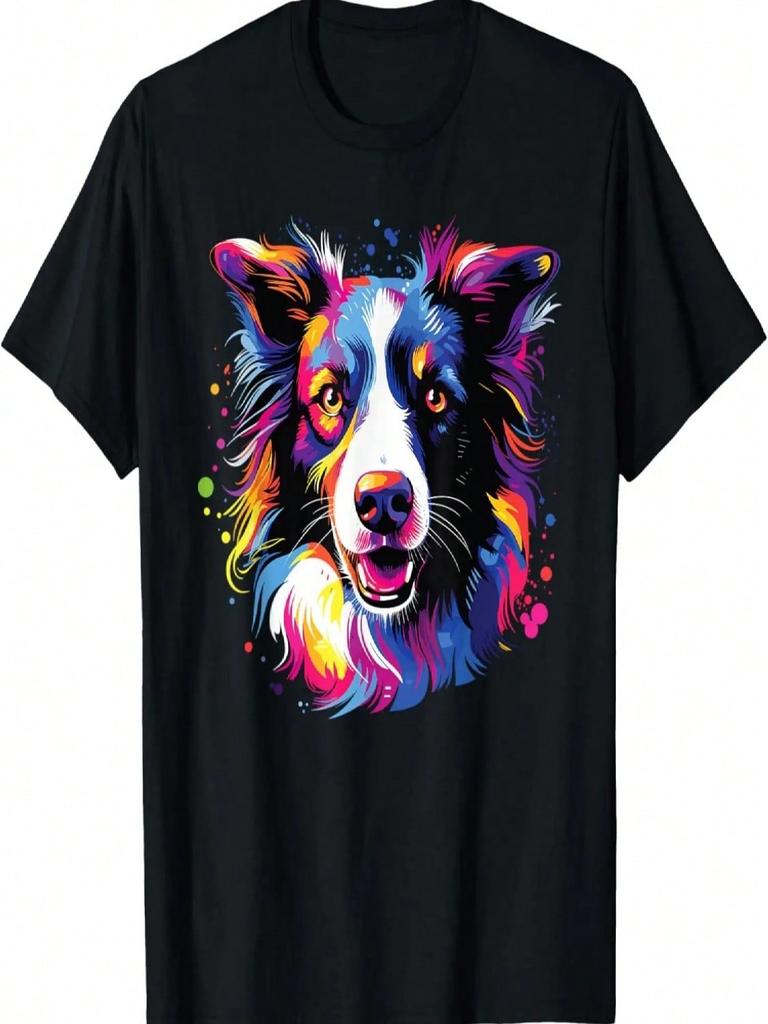 Aquarell Bunter Border Collie Hund T-Shirt