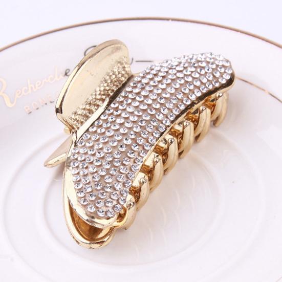 Elegant Women Rhinestone Faux Pearl Hair Claw Hairpin Ponytail Holder Accessory