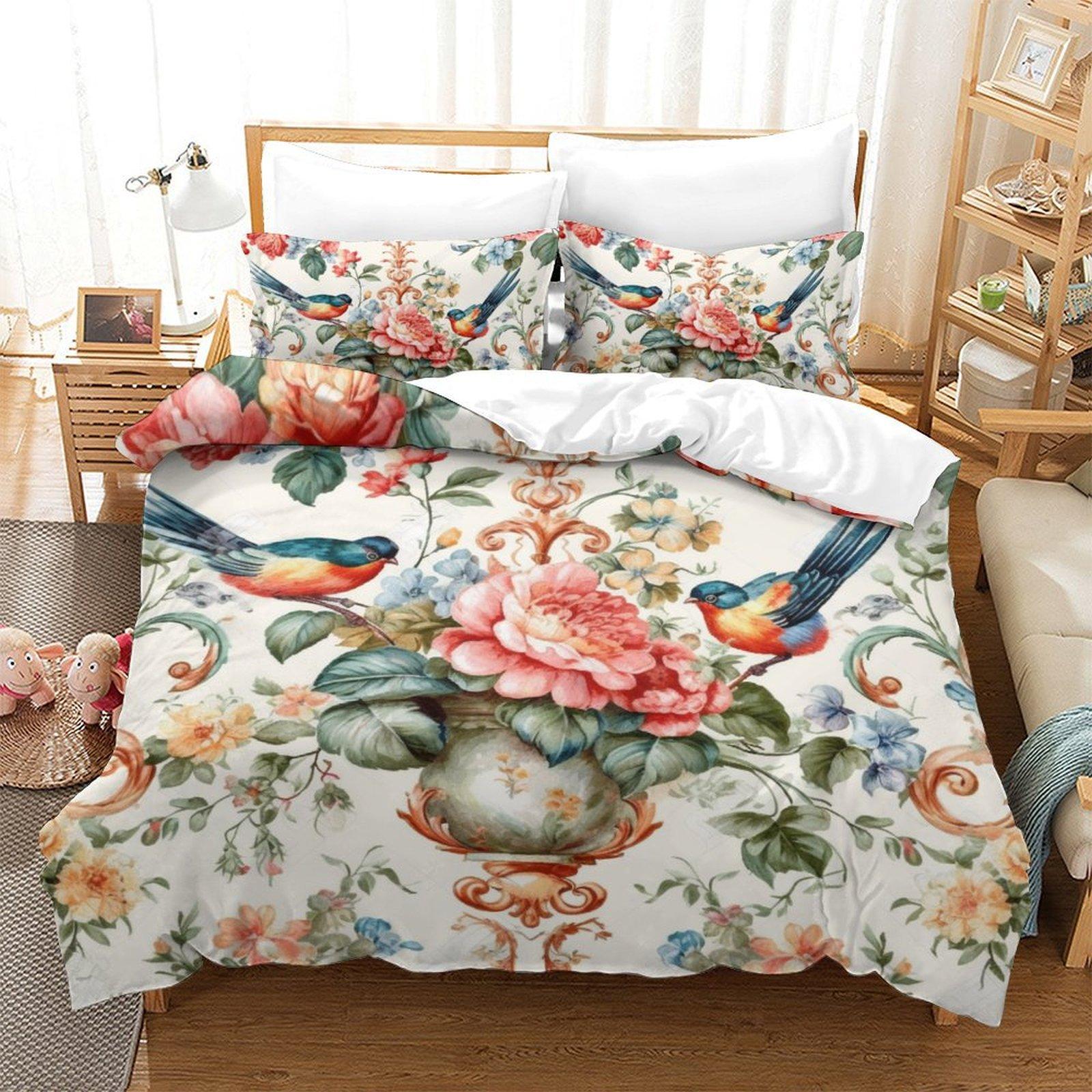 

3D Цифровая Печать Ручная Роспись Растение Цветок Пододеяльник Наволочка Набор из Двух или Трех Предметов Полиэстер Абразивный EU Single 135*200