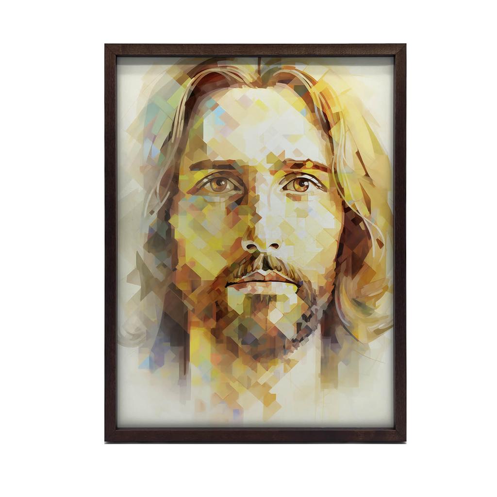 Nowoczesne Oblicze Jezusa Nowoczesne Oblicze Jezusa, 30X40 Cm, Rama Drewniana Ciemny Brąz, Papier Matowy 230 Gsm