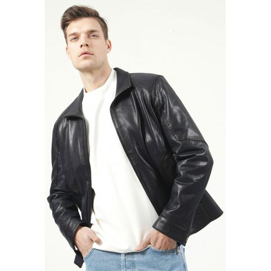 

Мужская куртка Мужская темно-синяя кожаная куртка Jumbo Slim Fit Style 4XL темно-синий