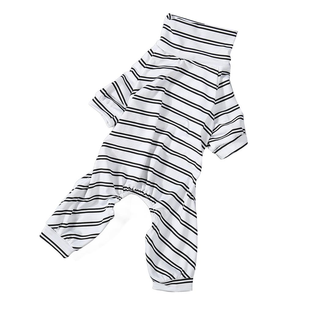 Striped Dog Pajamas Fashionable Cute Summer Thin 4 Legged High Collar Dog Jumpsuit for Indoor Outdoor