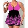 Women's Gradient Print Tankini Swimsuit with Shorts - Modest Tummy Control Swim Dress with Double Straps