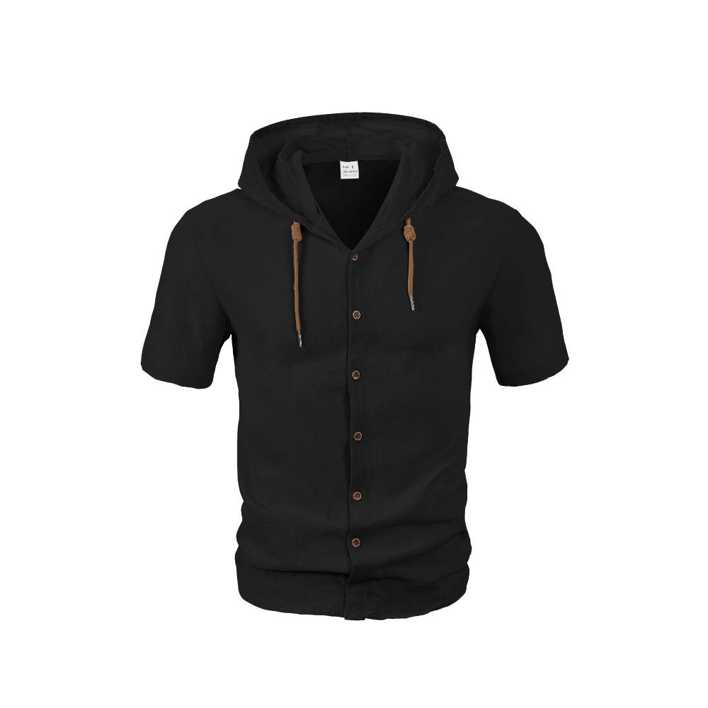 

Мужская толстовка с коротким рукавом и капюшоном - Льняная текстура, Летняя одежда, Дышащая S чёрный