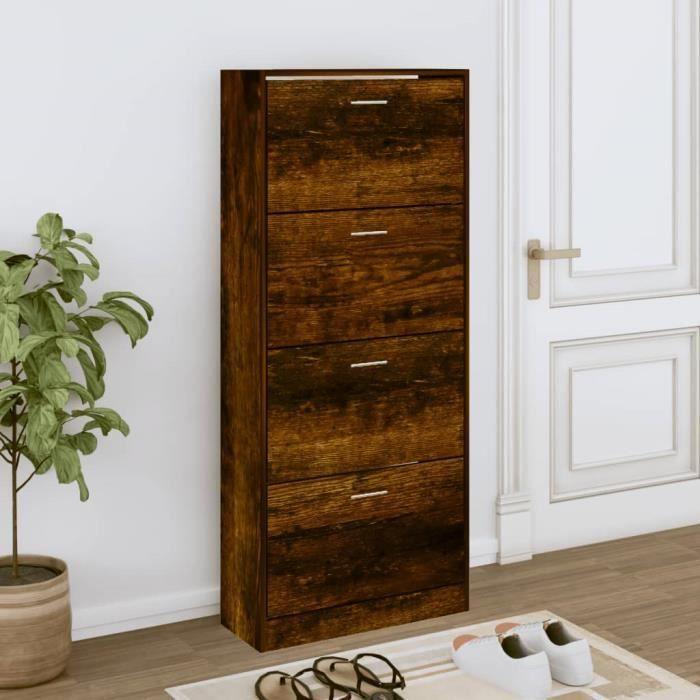 VidaXL Armoire à chaussures Chêne fumé 63x24x147 cm Bois d'ingénierie 342547