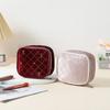 Cute Velvet Makeup Bag Zipper Closure Compact Mini Makeup Bag Lightweight Portable Cute Square Cosmetic Bag Makeup Accessory