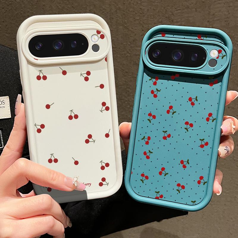 Niedliche Kirsch-Litschi-Muster Handyhülle für Google Pixel 7 8 Pro 8A 7A 9 Pro XL Silikon Weiche Schutzhülle für Pixel 7 8 9 Pro