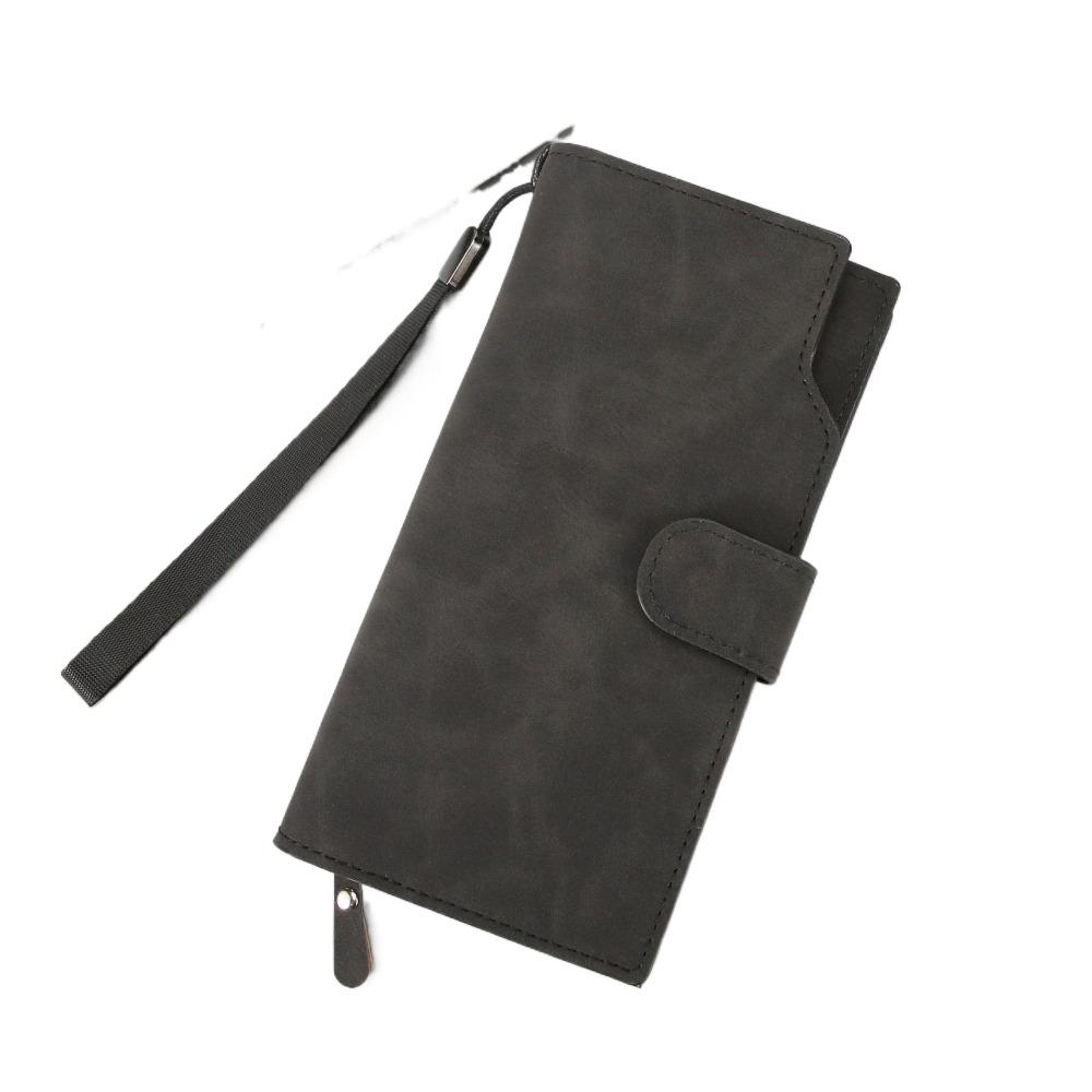 

Hasp Men Long Wallet PU Card Holder Fashion Business Wallet Travel чорний