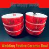 Festive Newlywed Ceramic Bowl & Chopstick Set: Happy Bowls & Red Soup Spoon for Wedding Banquet Tableware