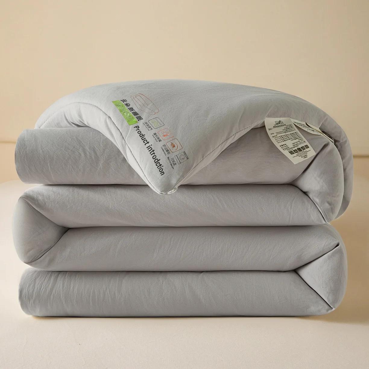 

Solid color student dormitory spring and autumn quilt fiber quilt super soft high gram weight washed cotton quilt 150x200cm 2kg сірий колір