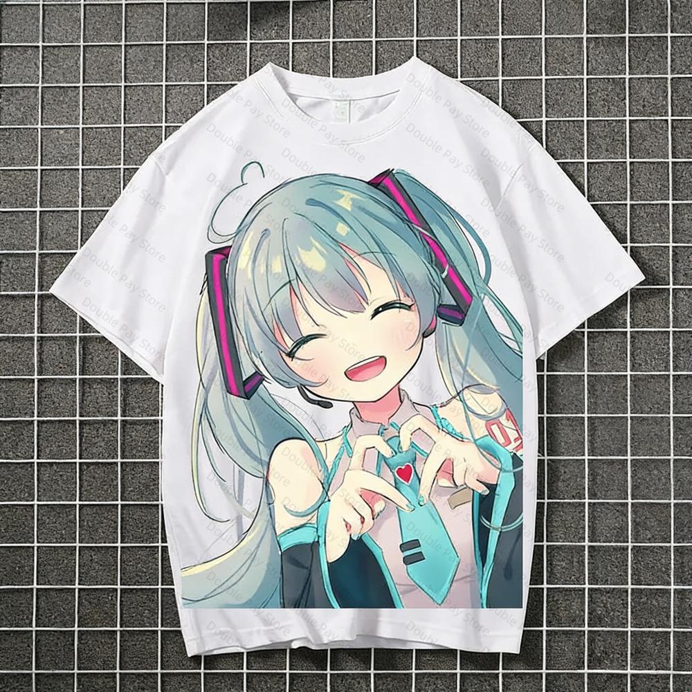 

Hatsune miku animation peripheral shortsleeved kawaii twodiUnisexsional student clothes Tshirt Unisexs Shirts Women tshirts S