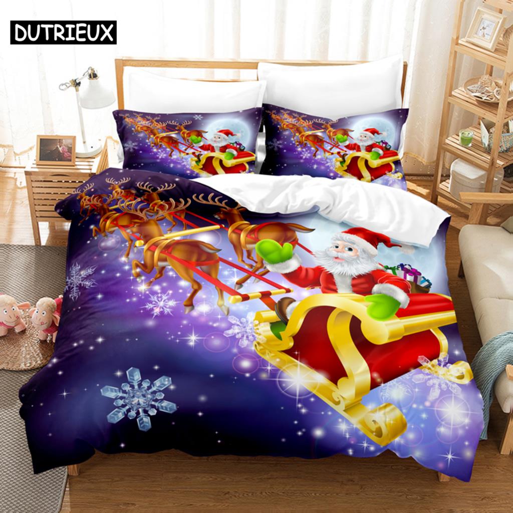 Blue Christmas Quilt Cover Kit Queen Size Size Luxury King Size Full Single Size Size Double Size Bed 3D Pattern Quilt Case Linen Pillowcase Single