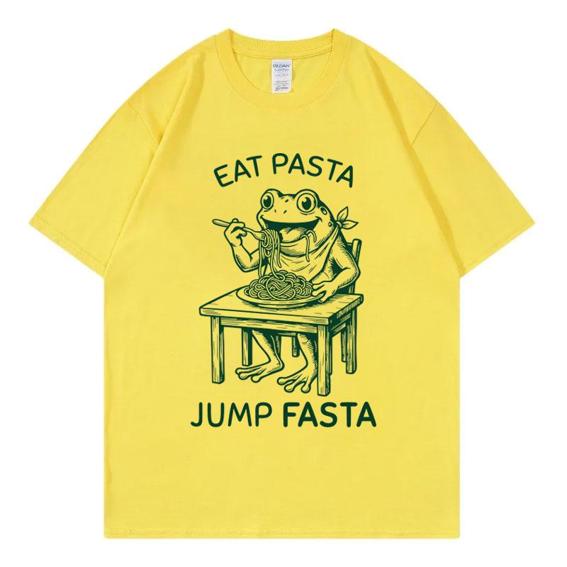 Eat Pasta Jump Fasta Funny Fitness Frog TShirt Unisex Unisex Fashion Vintage Short Sleeve T Shirt Summer Casual 100Cotton TShirts