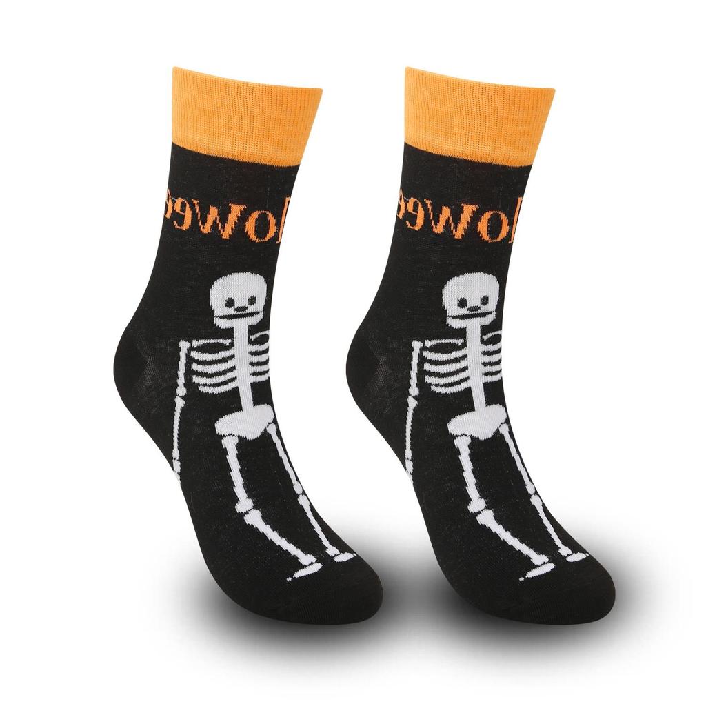 Plus Size Halloween Pumpkin Witch Funny Casual Mid-Calf Socks for Men & Women