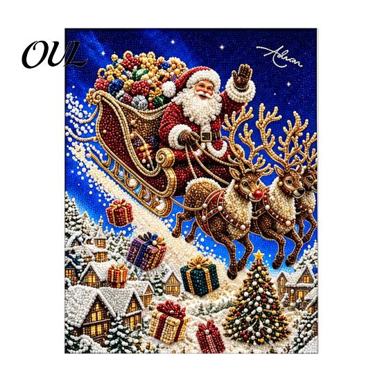 Crafting Kits for Kids Christmas Faux Pearl Painting Kit, Santa Reindeer DIY Art Relaxing Hobby 3D Angel Wall Craft Kit Adults, Festive Home