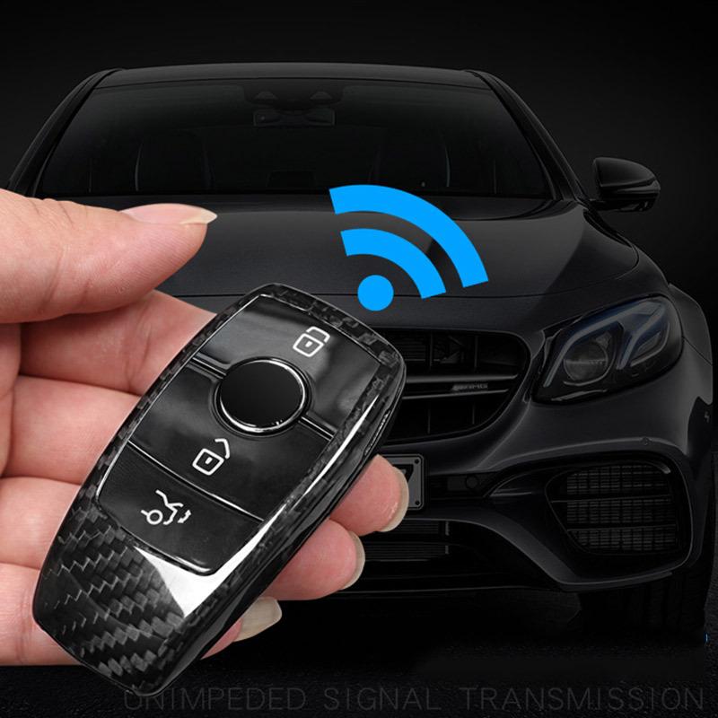 Real Carbon Fiber Car Key Shell Cover Trim For Mercedes Benz A C E G S GLE GLC Class W177 W205 W213 W167 W222 W463 X253