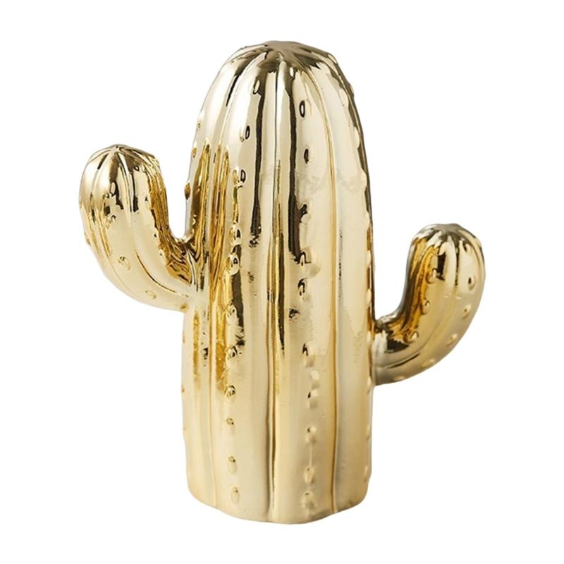 

Ceramics Cactus Ornament Piggy Banks Money Saving Box Coin Holders for Desktop Decoration and Saving with Nordic Styles золотий