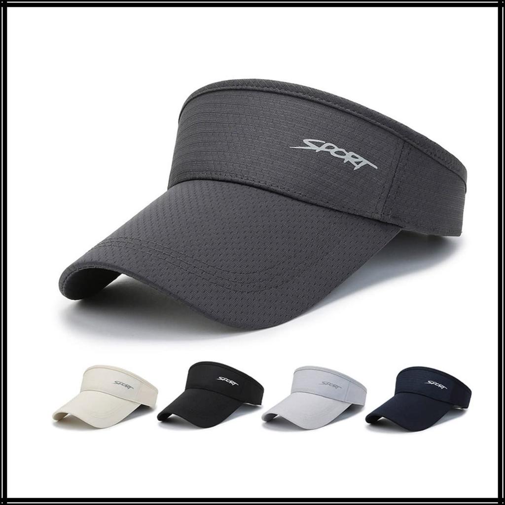 Visor Sun Visor English Letters Logo Hat Lightweight Running Cap CA520 [White Fang] Men's Women's (Black)