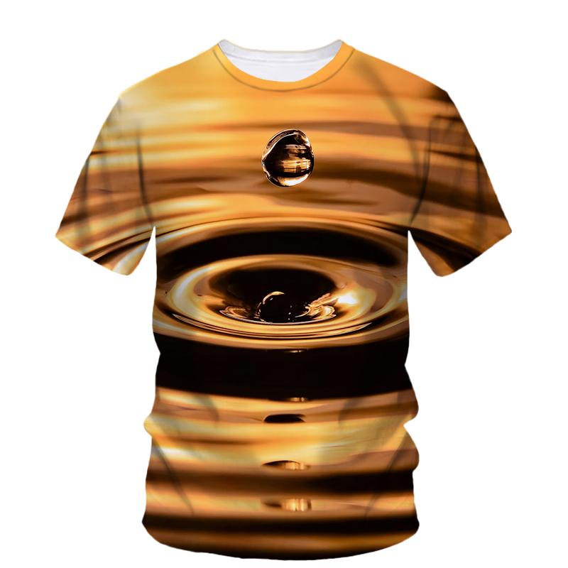 Summer Original Water Droplet Graphic T Shirts For Men Trend Casual Creative Simple Style Printed O-neck Short Sleeve Tees