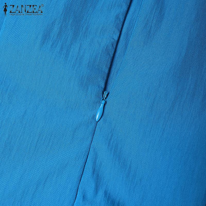 ZANZEA Elegant Casual Round Neck Bows Patchwork Summer Short Sleeve Dress