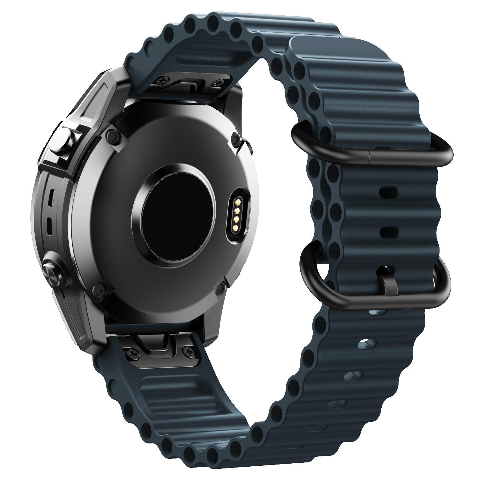 Дышащий силиконовый ремешок с текстурой океана, 22 мм, подходит для Garmin Fenix7 6 5 Approach S62 MARQ F935 955, быстросъемный ремешок 22mm синий