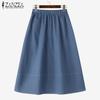 ZANZEA Women Casual Patch Pocket Elastic Waist Loose Skirt