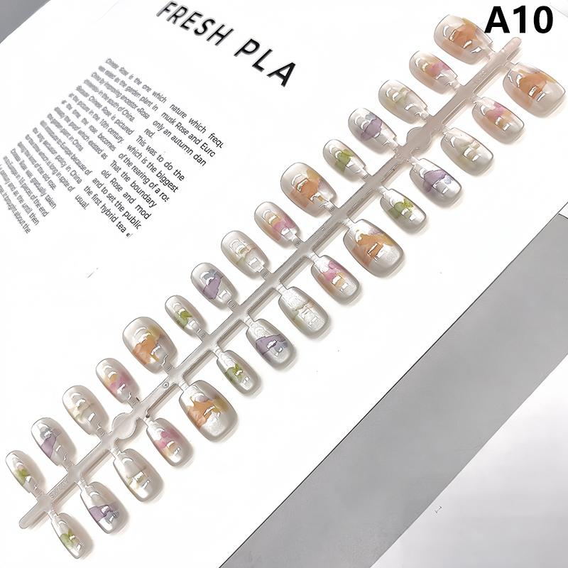 

30 шт. Короткие квадратные накладные ногти с дизайном в виде кошачьей лапки, носимые накладные ногти, простые искусственные накладные ногти, художественные украшения A10